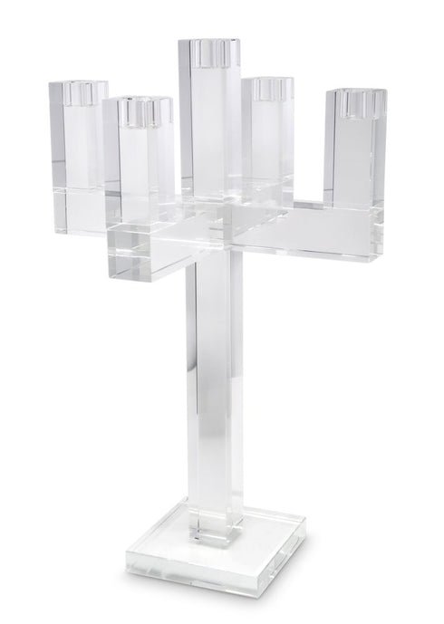 20" Clear Faceted Crystal Tabletop Candelabra Candle Holder