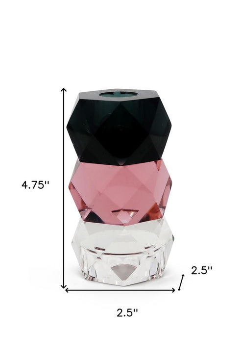 5" Black Abstract Crystal Tabletop Wedding Taper Candlestick