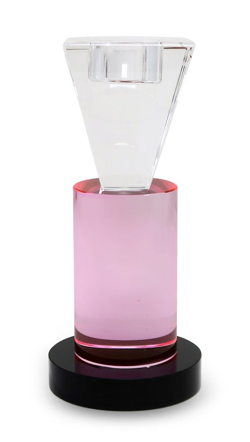 7" Pink Abstract Crystal Tabletop Wedding Taper Candlestick