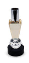 6" Silver Amber Clear And Black Faceted Crystal Tabletop Taper Candlestick
