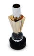 6" Silver Amber Clear And Black Faceted Crystal Tabletop Taper Candlestick