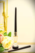 6" Silver Amber Clear And Black Faceted Crystal Tabletop Taper Candlestick