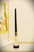 6" Silver Amber Clear And Black Faceted Crystal Tabletop Taper Candlestick