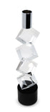 11" Silver Clear And Black Crystal Tabletop Taper Candlestick