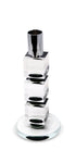 7" Silver Clear And Black Block And Cylinder Crystal Tabletop Taper Candlestick