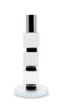 7" Silver Clear And Black Block And Cylinder Crystal Tabletop Taper Candlestick