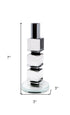 7" Silver Clear And Black Block And Cylinder Crystal Tabletop Taper Candlestick