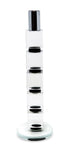 11" Silver Clear And Black Geo Crystal Tabletop Taper Candlestick