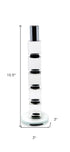 11" Silver Clear And Black Geo Crystal Tabletop Taper Candlestick