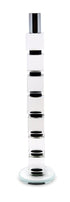 15" Silver Clear And Black Crystal Tabletop Taper Candlestick