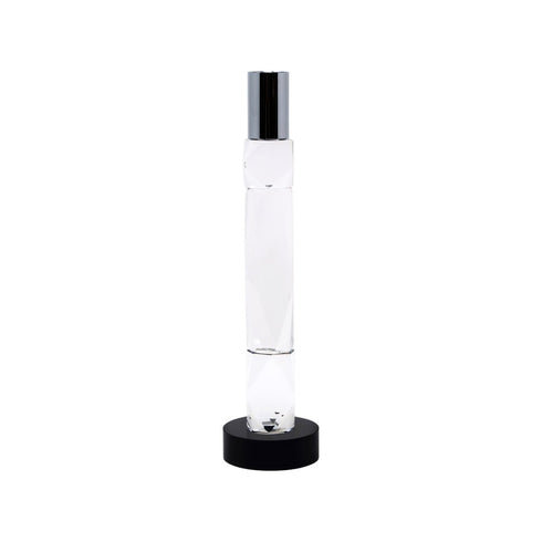 10" Silver Clear And Black Faceted Crystal Tabletop Taper Candlestick