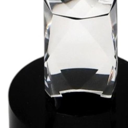 11" Silver Clear And Black Crystal Tabletop Taper Candlestick