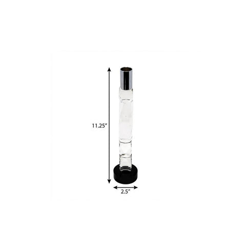 11" Silver Clear And Black Crystal Tabletop Taper Candlestick