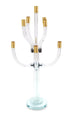 23" Clear Gold And Silver Crystal Tabletop Candelabra Candle Holder