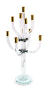 23" Clear Gold And Silver Crystal Tabletop Candelabra Candle Holder