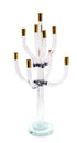 23" Clear Gold And Silver Crystal Tabletop Candelabra Candle Holder