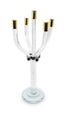 20" Clear Gold And Silver Crystal Tabletop Candelabra Candle Holder