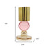 Set of Two Amber Gold And Pink Faceted Crystal Tabletop Taper Candlesticks