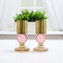 Set of Two Amber Gold And Pink Faceted Crystal Tabletop Taper Candlesticks