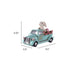 10" Aqua Resin Happy Easter Bunny And Car Figurine