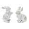 Set of Two White Resin Rabbit Figurines