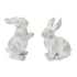 Set of Two White Resin Rabbit Figurines