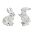 Set of Two White Resin Rabbit Figurines
