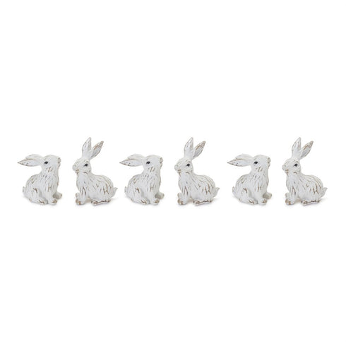 Set of Six White Resin Figurine Tabletop Sculpture