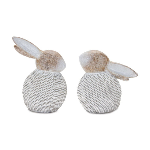 Set of Two White Resin Figurine Tabletop Sculpture