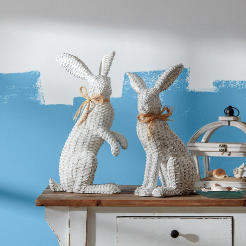 Set of Two White Resin Figurine Tabletop Sculpture