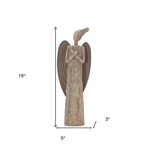15" Brown Resin Figurine Tabletop Sculpture