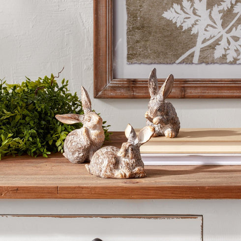 Set of Three Brown Resin Figurine Tabletop Sculpture