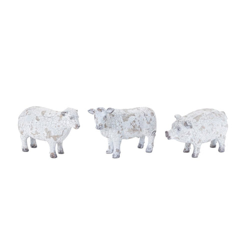 Set of Three White Resin Figurine Tabletop Sculpture