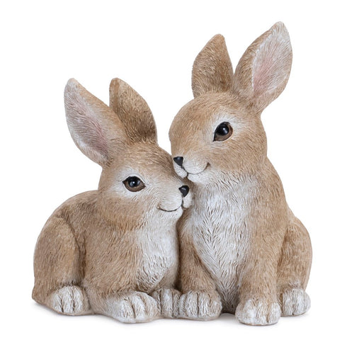 Set of Two Beige Polyresin Figurine Tabletop Sculpture