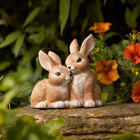 Set of Two Beige Polyresin Figurine Tabletop Sculpture