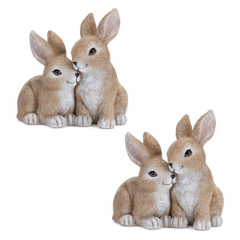 Set of Two Beige Polyresin Figurine Tabletop Sculpture