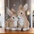 Set of Two Beige Polyresin Figurine Tabletop Sculpture