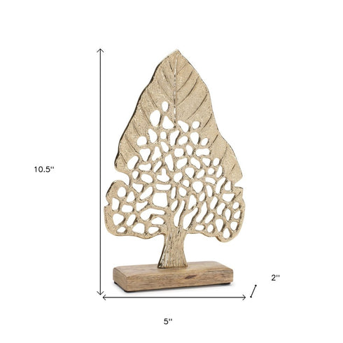 Set of Two Gold Aluminum Tabletop Sculpture