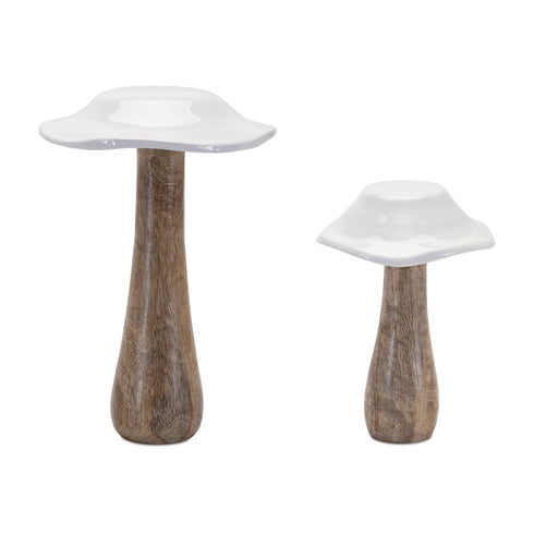 Set of Four White Wood Tabletop Sculpture