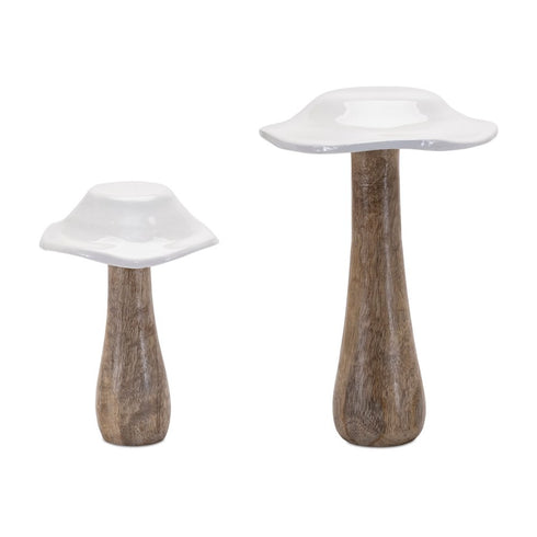 Set of Four White Wood Tabletop Sculpture