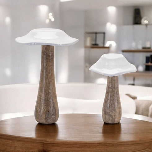 Set of Four White Wood Tabletop Sculpture