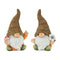 Set of Two Brown Polyresin Standing Gnome Tabletop Sculpture