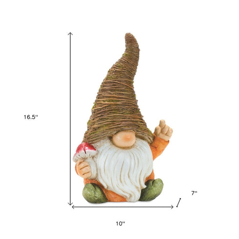 Set of Two Brown Polyresin Standing Gnome Tabletop Sculpture