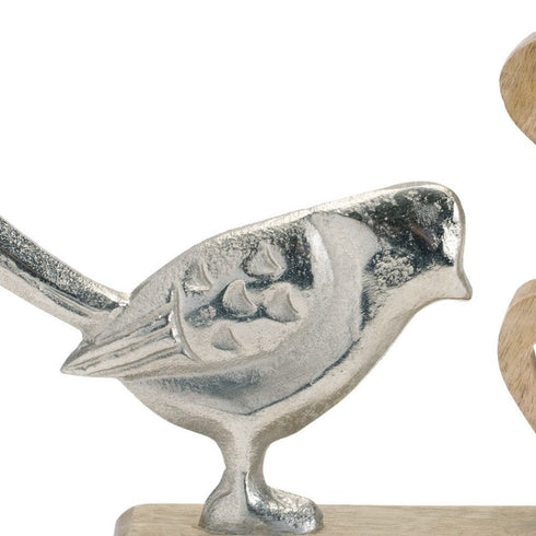 Set of Two Brown Wood Tabletop Sculpture