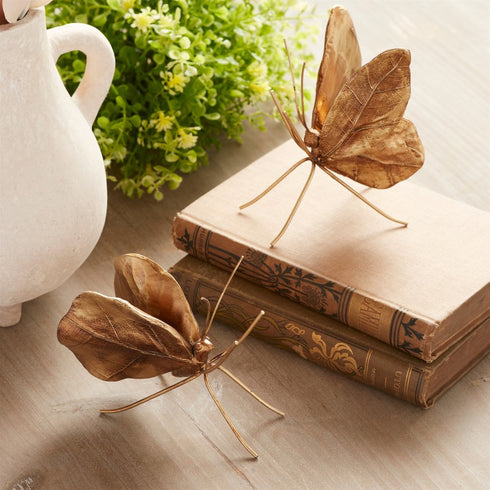 Set of Two Gold Polyresin Figurine Tabletop Sculpture