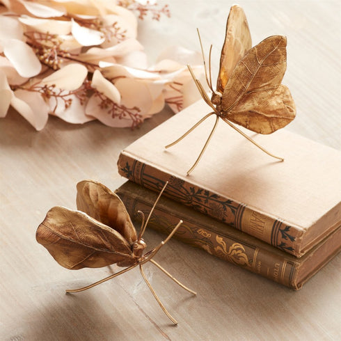 Set of Two Gold Polyresin Figurine Tabletop Sculpture
