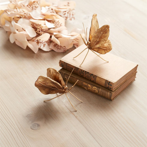 Set of Two Gold Polyresin Figurine Tabletop Sculpture