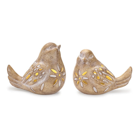 Set of Two Beige Polyresin Figurine Tabletop Sculpture