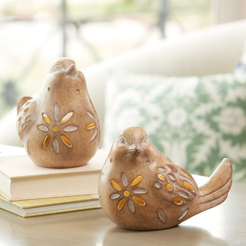 Set of Two Beige Polyresin Figurine Tabletop Sculpture