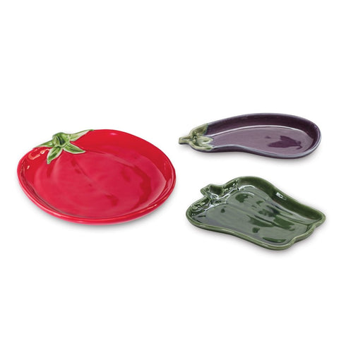Set of Three Red Ceramic Tabletop Sculpture